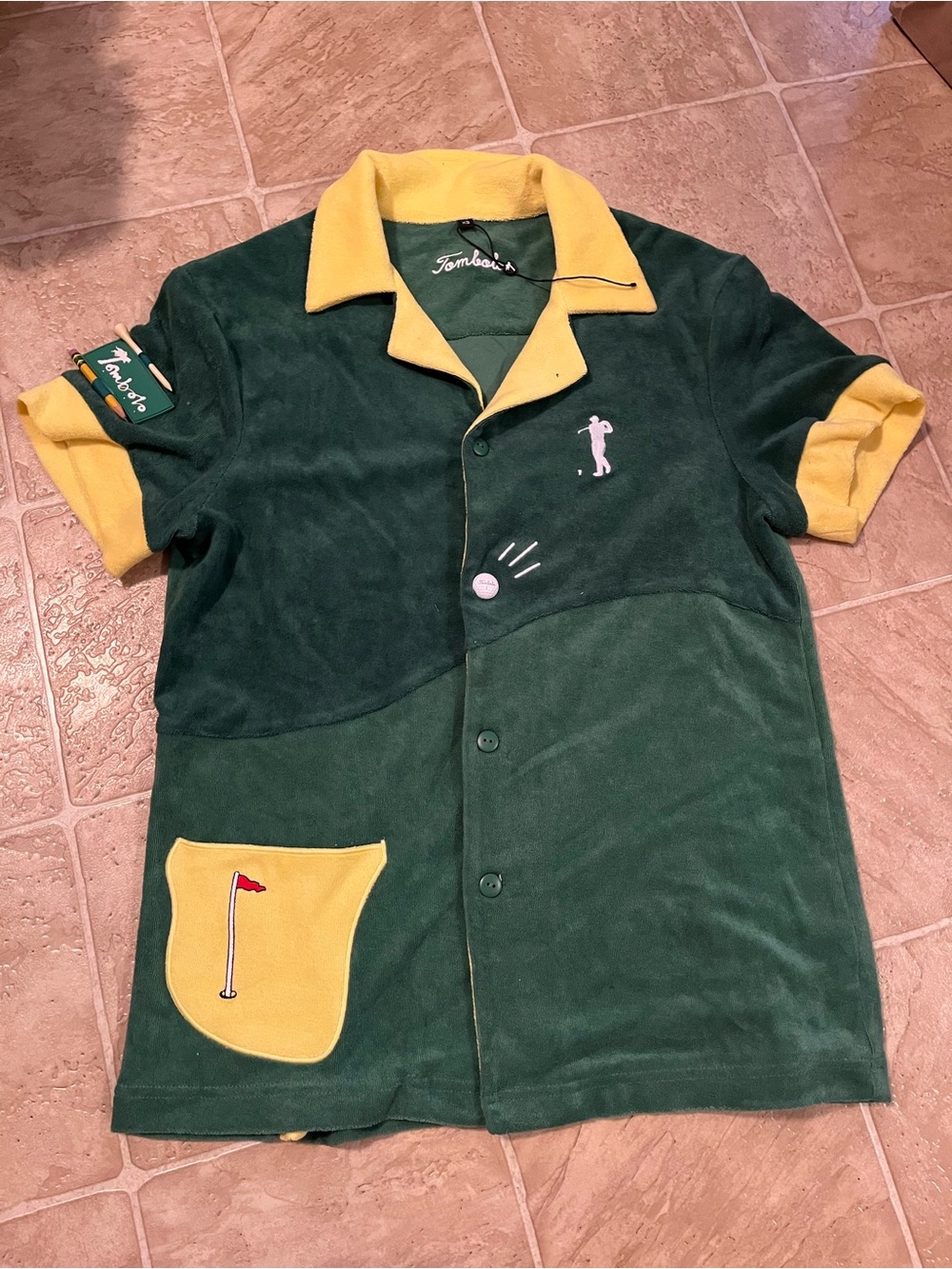 Tombolo Shirt Unisex XS Golf Polo Terrycloth Novelty Pocket The Green